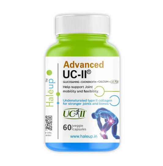 Haleup Advanced UC-II USA ,Undenaturated Natural Type 2 Collagen,Glucosamine,Chondroitin And Calcium |Improves - Bones Strength,Joints & Promote Healthy Skin - 60 Veg Capsules (Pack Of 1)