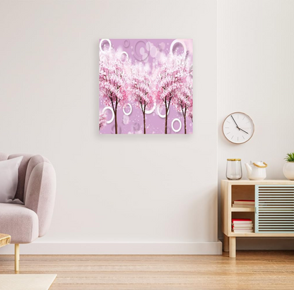 Printed Framed Canvas Painting for Home Decor Office Wall Studio Wall Living Room Decoration (14x14inch Wrapped) - Trees & Circles 3D