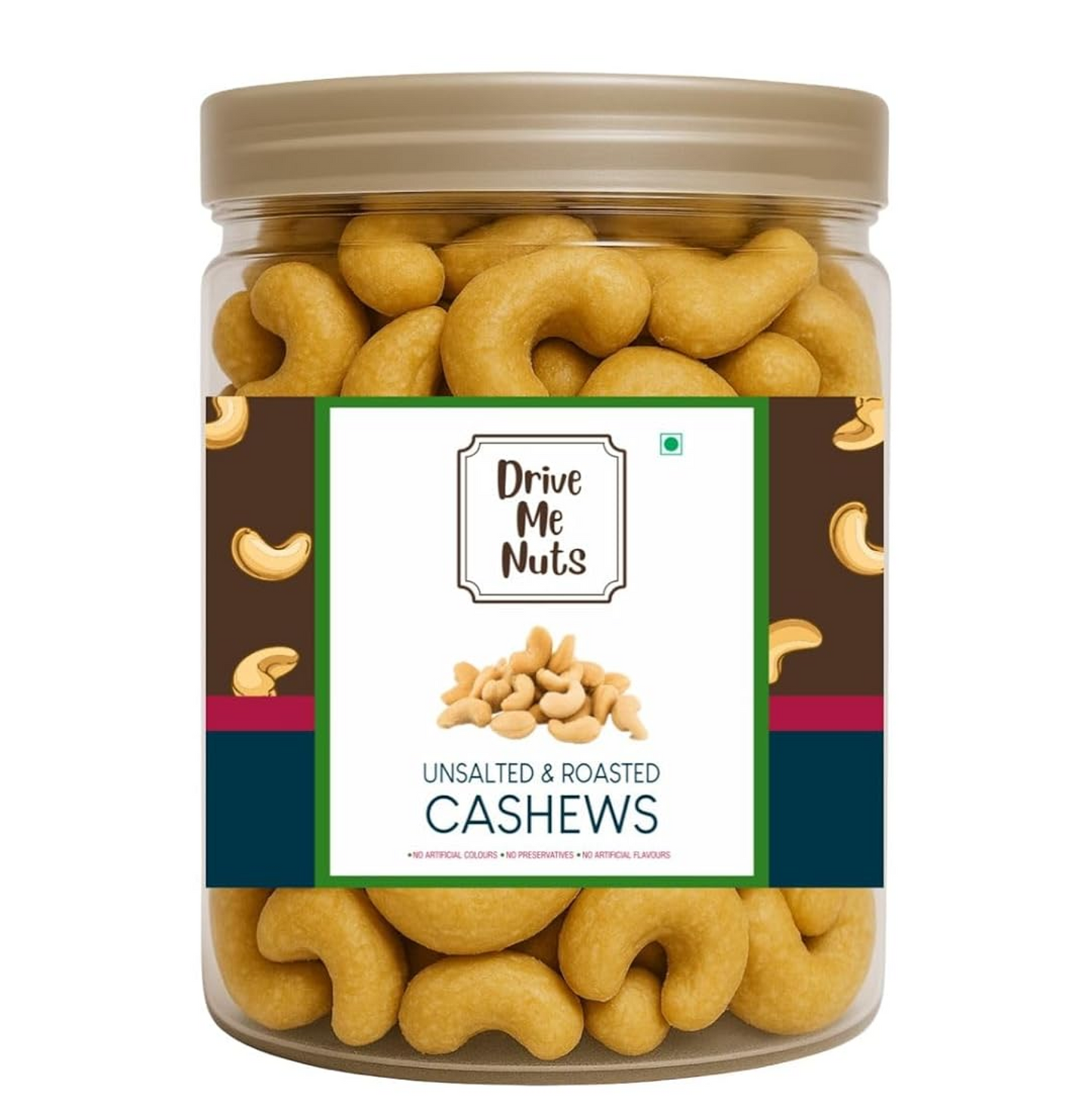 Drive Me Nuts Classic Roasted Unsalted Cashews 250g | Whole Cashew Nuts Kaju | Healthy Snacks & Dry Fruits | Freshly Crunchy Gourmet Munchies Pack | Nutritious Protein Rich Food