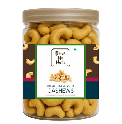Drive Me Nuts Classic Roasted Unsalted Cashews 250g | Whole Cashew Nuts Kaju | Healthy Snacks & Dry Fruits | Freshly Crunchy Gourmet Munchies Pack | Nutritious Protein Rich Food
