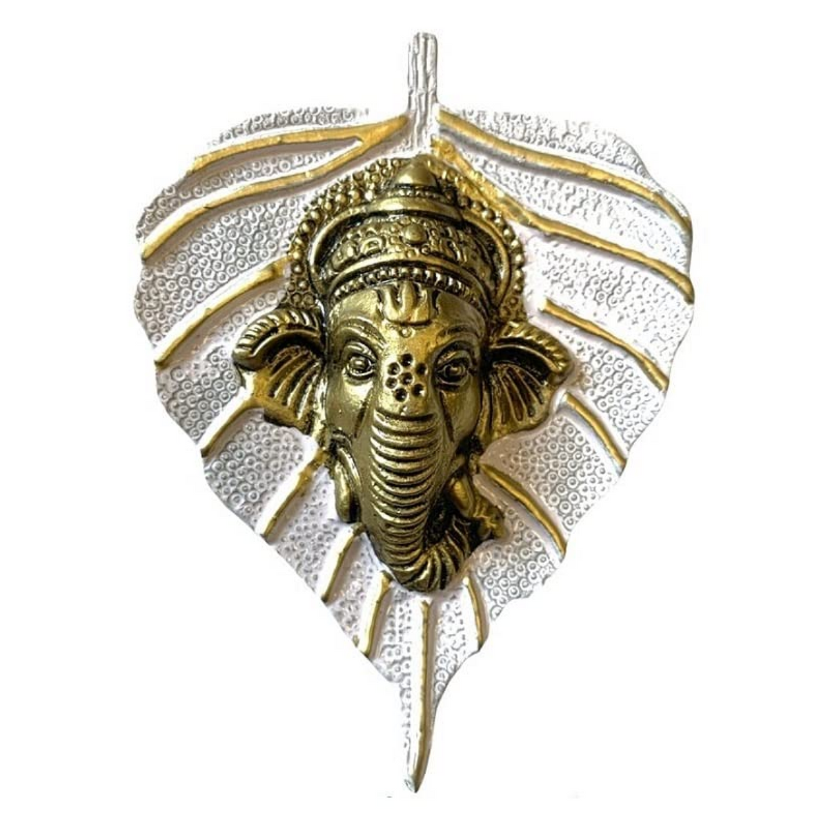 Heaven Decor White Peepal Leaf Gaenesh god Idol Decorative murti Wall Hanging