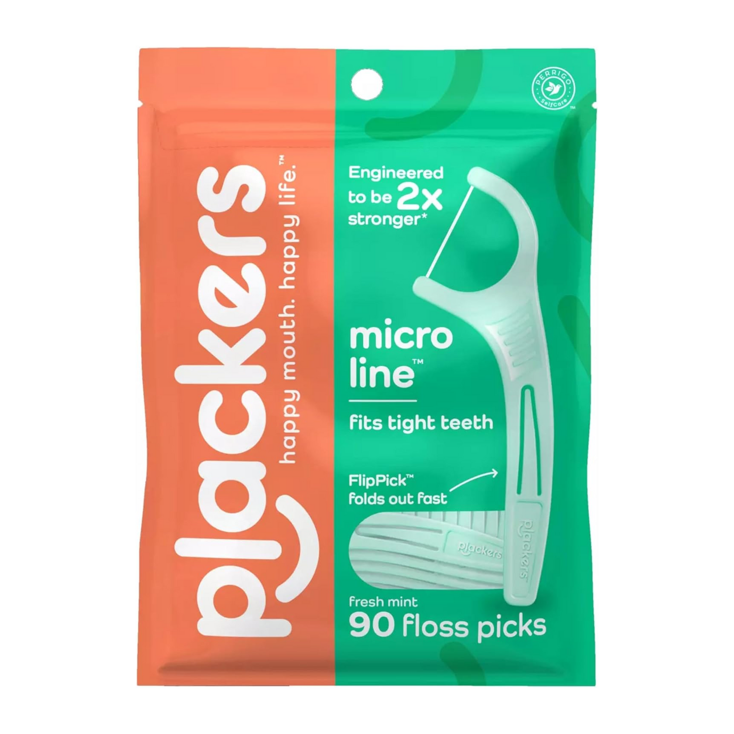 Plackers Micro Mint Dental Floss Picks, 90 Count