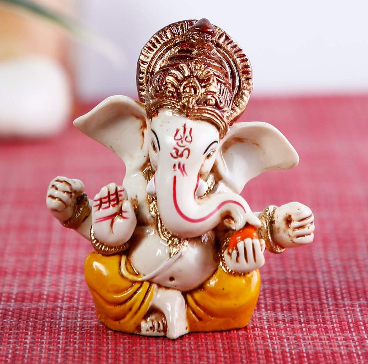 Ganesh Idol Murti Statue for Car Dashboard Gift Lord Ganesha Ganpati Idols Showpiece Figurine for Home Pooja Room Diwali Decoration., Resin, 6.4cm, 3.8cm