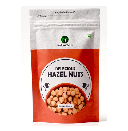 NATUREONUS Premium Hazelnuts 100 Gram | Delicious Hazel Nuts For Eating, Raw & Dehulled For Making Chocolate Spread, Tasty Dry Fruits