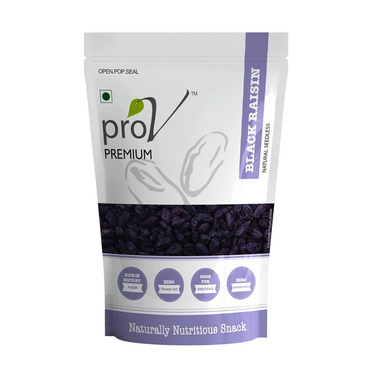ProV Premium Black Raisins Seedless | Naturally Sweet Kismis | Rich in Iron, Fiber & Antioxidants | Healthy Dry Fruit Snack | 250g