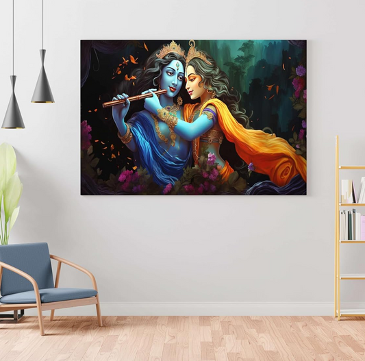 Radha Krishna Paintings For Wall Decoration With Frame Canvas Painting For Living Room Bedroom Home Office & Hotels (22 inch x 16 inch CH-RK-LDP12)