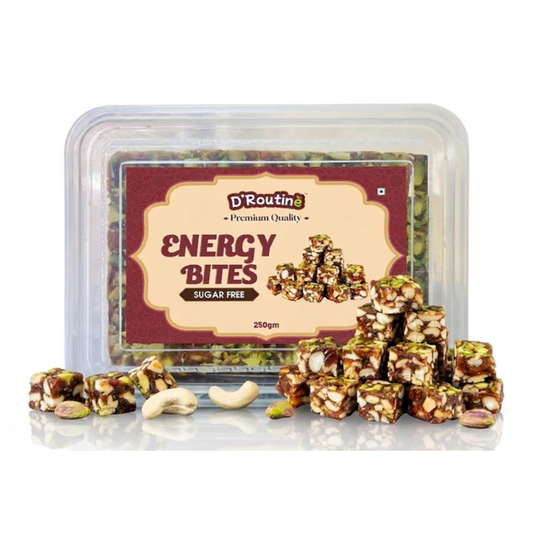 D'Routine Date Bites & Sugar-Free Dates Bites 250Gm Premium Dry Fruit Energy Barfi | Made with Dates, Almonds, Cashews, Pistachios, Pure Ghee & Honey100% Natural Gluten-Free Healthy Snack & Sweet
