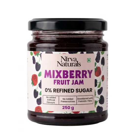 Nirva Naturals No Sugar Mixed Berry Fruit Jam | 100% Pure & Natural | Healthy Jam for Kids & Adults | No Added Flavours & Preservatives | Good for Gut Health | Pack of 1| 250g