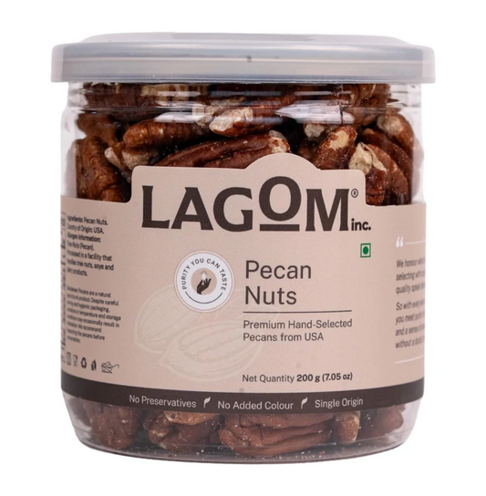 Lagom Pecan Nuts | Unsalted, Small Batch Roasted | Buttery, Crunchy Texture | No Preservatives | Vegan, Gluten Free, Non-GMO
