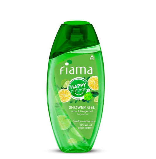 Fiama Happy Naturals Body Wash Shower Gel, 250ml, Yuzu and Bergamot, Body Wash for Women & Men, 97% Natural Origin Content, Safe on Sensitive Skin Bodywash