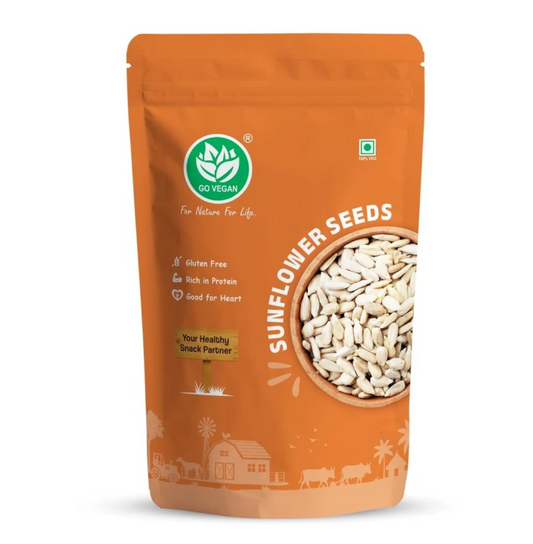 Go Vegan Sunflower Seeds 250g - Raw Seeds for Eating | Healthy Snacks | High in Vitamin, Fibre & Protein | Non - GMO | Diet Food