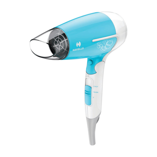 Havells 1200 Watts Foldable Hair Dryer; 3 Heat Settings With Cool Shot (Hot/Cool/ Warm), Heat Balance Technology|Cool Turquoise|Your Perfect Blow Dry Companion For Effortless Hair Styling|Hd3151
