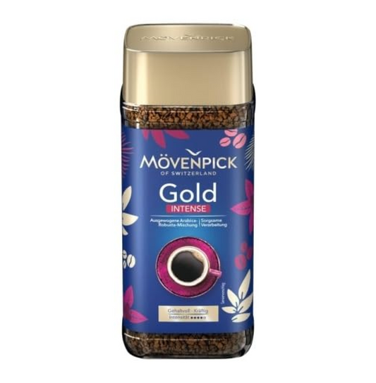 Movenpick Gold Intense Imported Instant Coffee - Classic Instant Powder, With Rich Aroma, Arabica & Robusta Blend, Strong Freeze Dried, Premium Pure Roasted, High Caffeine, Weight 100g