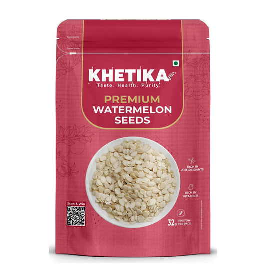 Khetika Watermelon Seeds 200g I Seed for Eating I Tarbuj Beej I Magaj Seeds I Rich in Protein, Potassium, Magnesium & Iron