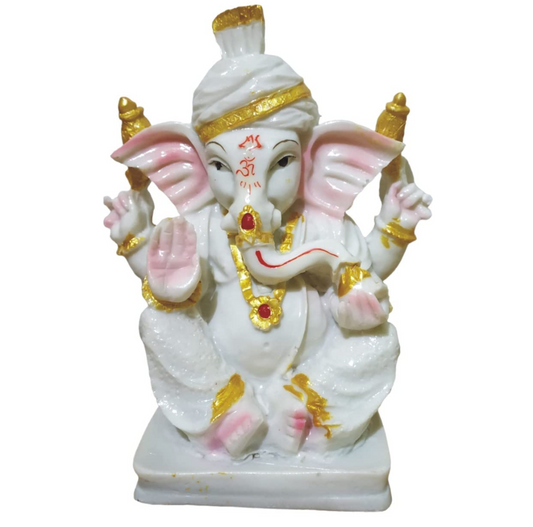 Ganesha Ganesh Ganpati Gajanan Statue Idol Murti Gift Item Decorative Showpiece Multicolor Polyresin Pack of 1 (B006)