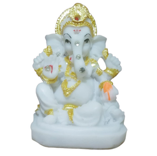 Ganesha Ganesh Ganpati Gajanan Statue Idol Murti Gift Item Decorative Showpiece Multicolor Polyresin Pack of 1 (B002)