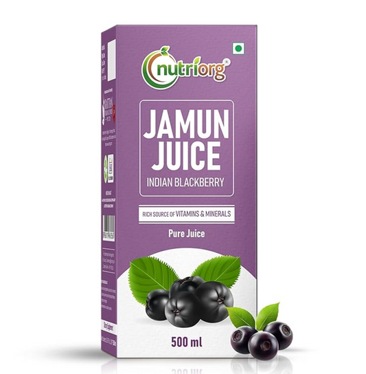 Nutriorg Jamun Juice | 500 ml | Pure Jamun Juice for Diabetes Care | Controls Blood Sugar Levels | Blood Purification | No Added Sugar, Preservatives, or Colors