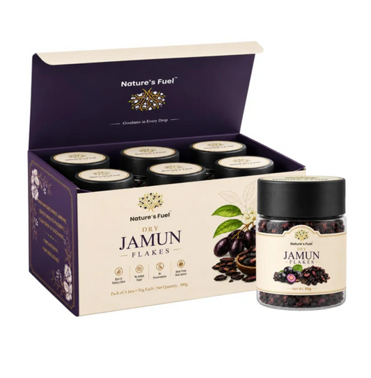 Nature's Fuel Dry Jamun Flakes 50g | 100% Natural Dry Black Plum (Jamun) Fruit Snack | No Added Sugar, No Preservatives (Pack of 6)