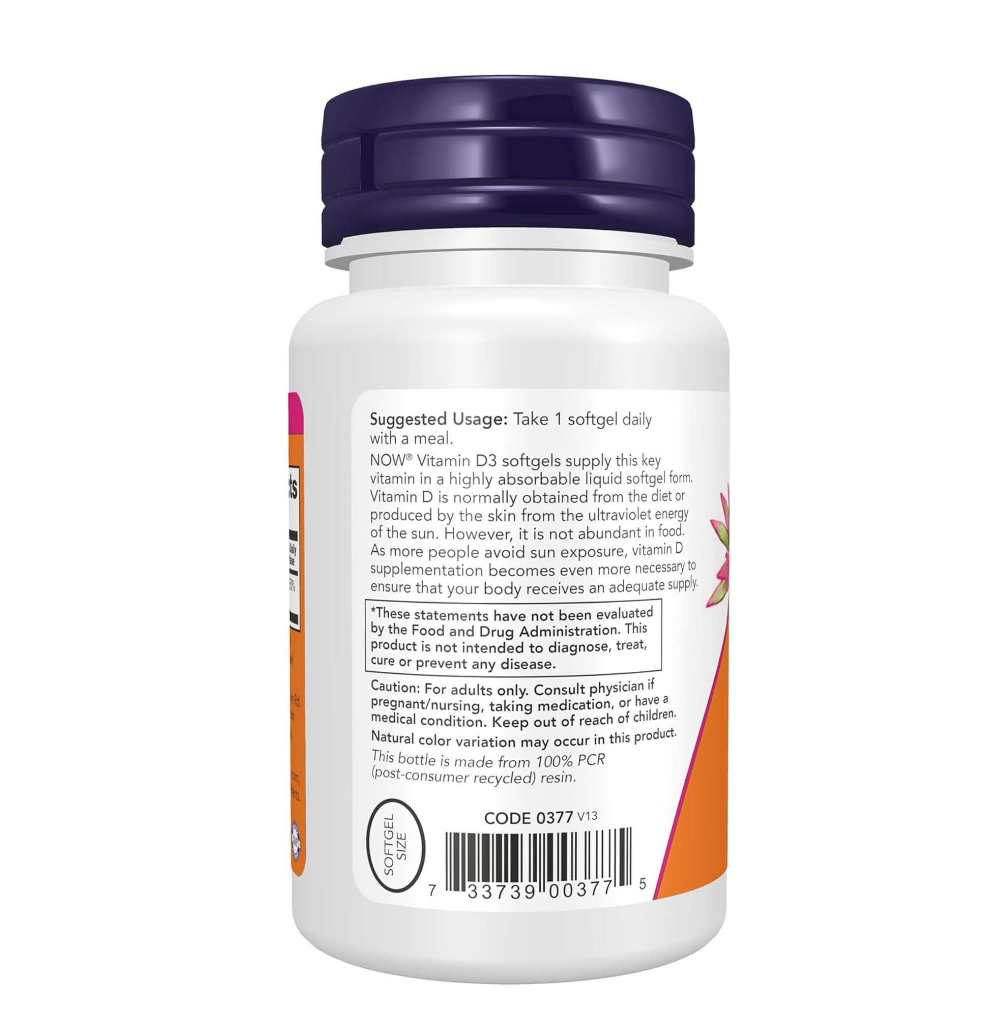 Vitamin supplement bottle with label on a white background