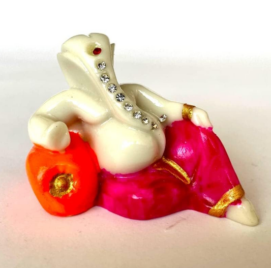Lord Ganesha Idol for Car Dashboard- Polystone, Handpainted Multicolor Ganpati Murti Showpiece for Home Decor, Ideal for Gifting