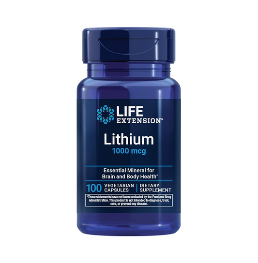 Life Extension Lithium, 1000 mcg – Lithium Orotate – Helps Maintain Cognitive Function & Memory – Low-Dose Formula – Non-GMO, Gluten-Free, Vegetarian – 100 Capsules