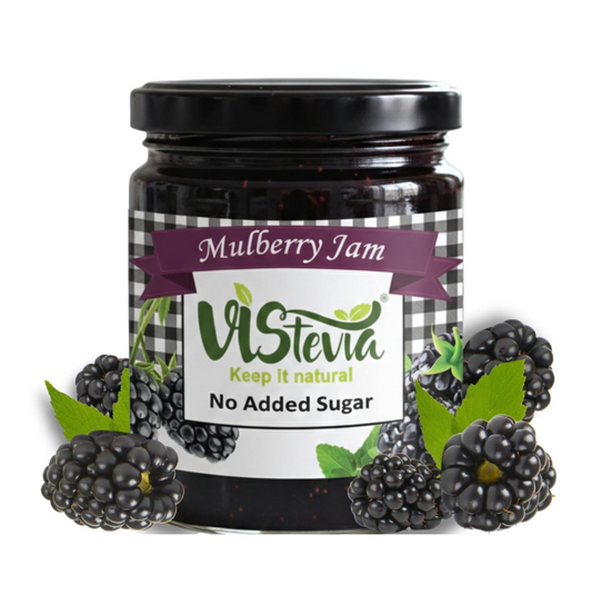 VIStevia Sugar Free Mulberry Jam (220 gm) | | Diabetic & Keto Friendly | Sweetened with Stevia and Erythritol | 100% natural | More than 60% whole berries | Tastes delicious…