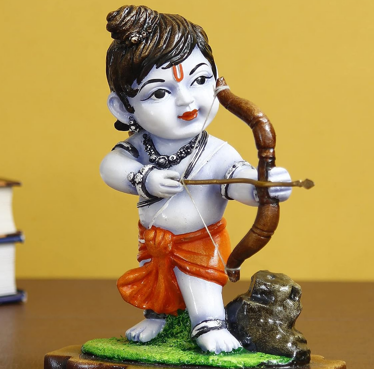 Resin Shree Ram Murti Playing with Bow and Arrow | Lord Rama Idol | Shri Ram Statue for Home Temple Pooja Mandir Office| Showpiece Gift for Diwali Housewarming Ram Navami Dussehra Birthday