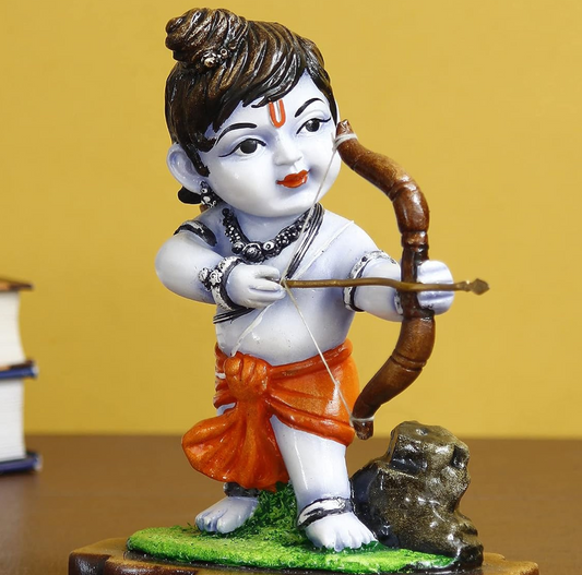 Resin Shree Ram Murti Playing with Bow and Arrow | Lord Rama Idol | Shri Ram Statue for Home Temple Pooja Mandir Office| Showpiece Gift for Diwali Housewarming Ram Navami Dussehra Birthday