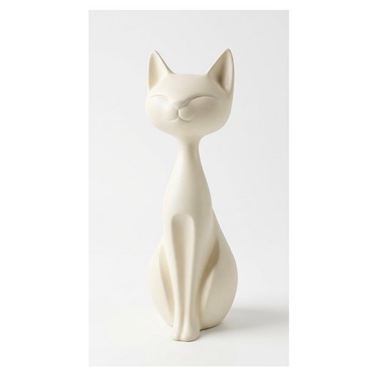 Meditation Cat Statue White | 3D Printed Yoga Cat Figurine | Sitting Cat Sculpture with Serene Expression | Home Décor Showpiece & Gift Item
