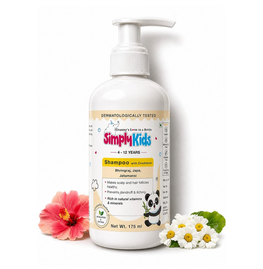 Simply Kids 2-in-1 Shampoo & Conditioner for 4-12 Years | pH Balanced, Efficacy Proven | Softens, Strengthens & Detangles | Natural Ingredients, No Harmful Chemicals | Tear-Free, Gentle Formula | Safe for All Hair Types | 175ml