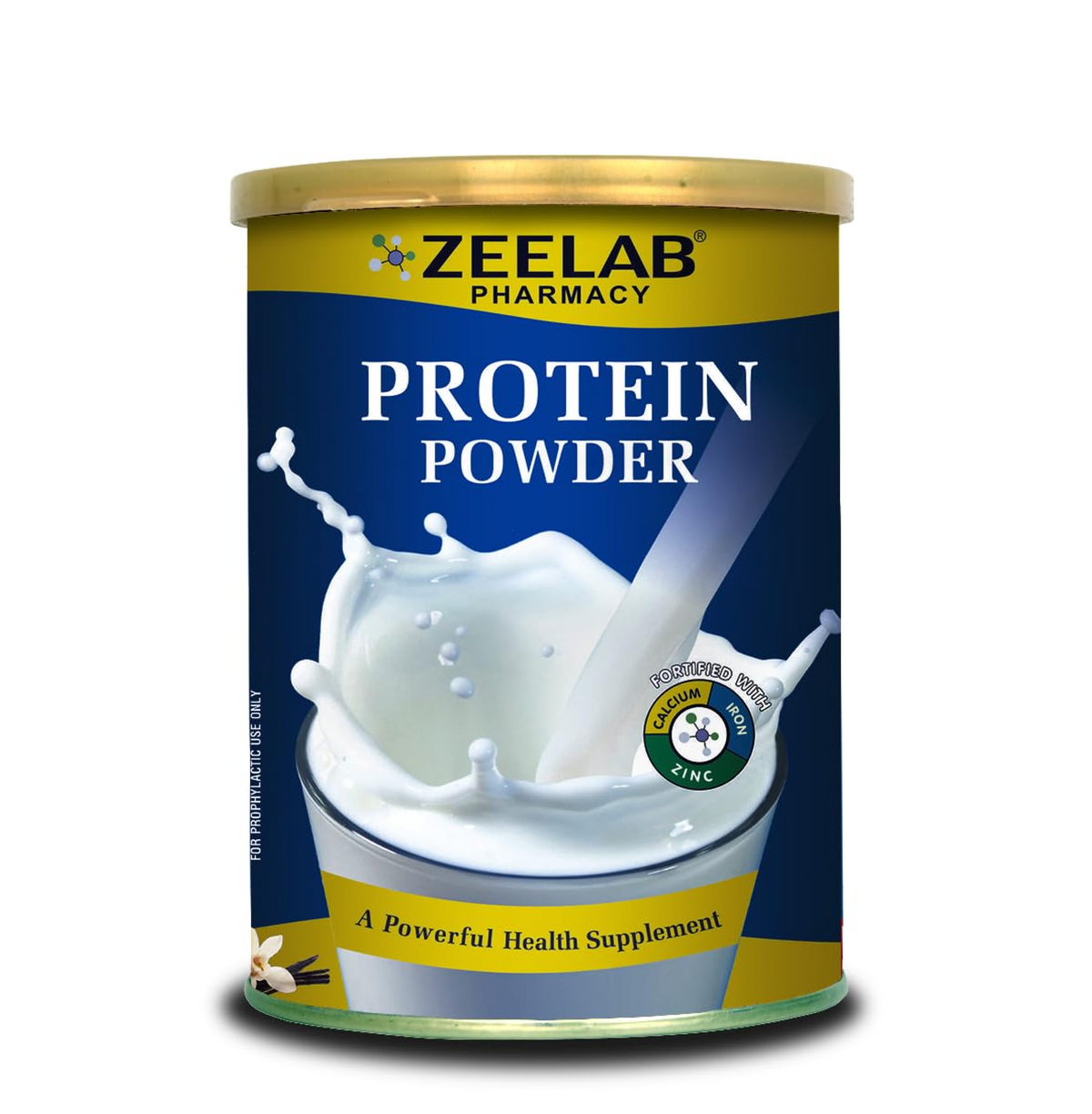Zeelab Pharmacy protein powder container on a white background