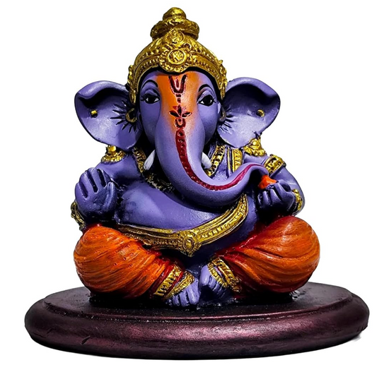Lord Ganesha Idol Murti | 4 Inch Matt Finish Purple Resin | Decorative Ganpati Statue for Home, Office, Car Dashboard & Gifting