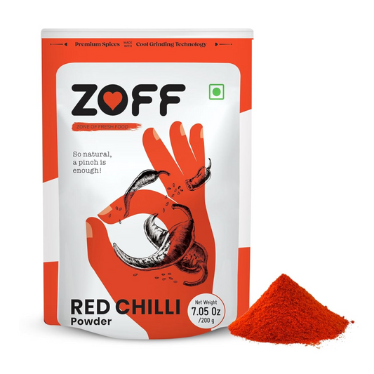Zoff Red Chilli Powder with Natural Oils - Premium-Quality, Pure & Unadulterated Lal Mirch Powder – Sourced from Hand-Picked Red Chillies - Freshness & Aroma Preserved - Mirchi Powder 200gms
