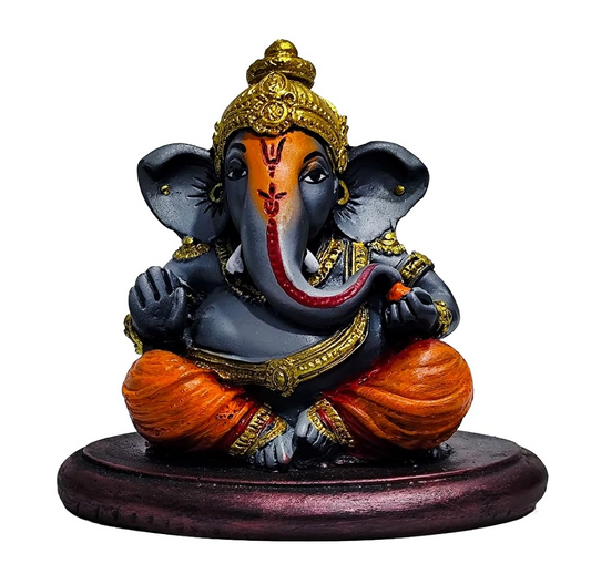 Lord Ganesha Idol Murti | 4 Inch Matt Finish Grey Resin | Decorative Ganpati Statue for Home, Office, Car Dashboard & Gifting