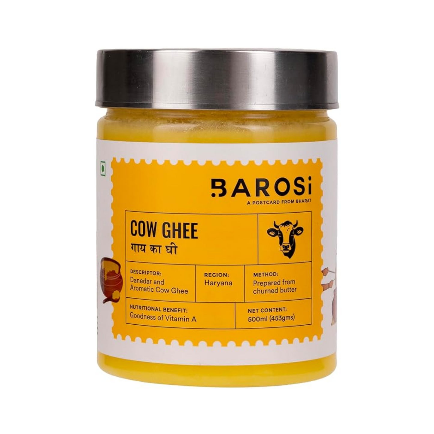 Barosi Premium Cow Ghee | 100% Pure | Danedar Texture | Rich In Good Fats And Antioxidants | Easy To Digest