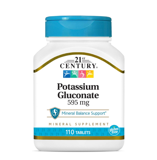 21st Century Potassium Gluconate supplement bottle on a white background