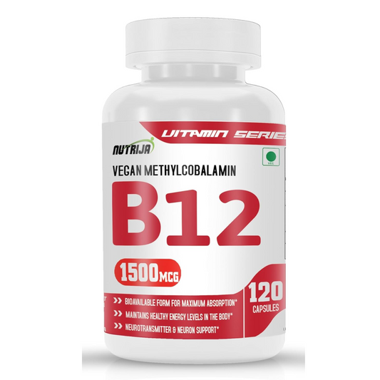 NutriJa Vitamin B12 Active form of Methylcobalamin | Maximum Absorption, Normal Energy Production & Immune system support (120 Capsules)