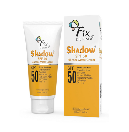 Fixderma Shadow Sunscreen SPF 50 Silicone Matte Cream PA+++ | For Oily & Acne Prone Skin | Broad Spectrum & Blue Light Protection | Matte Sunscreen | For Men & Women - 50Ml