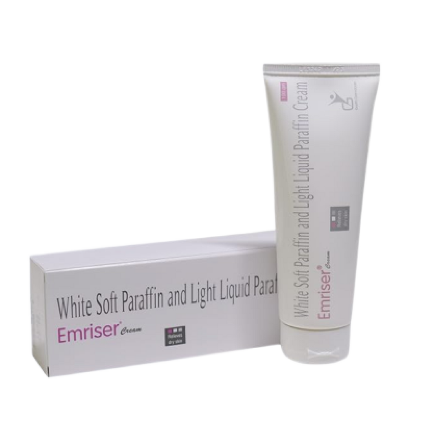 Emriser White Soft Paraffin and Light Liquid Paraffin Cream tube and packaging on a white background