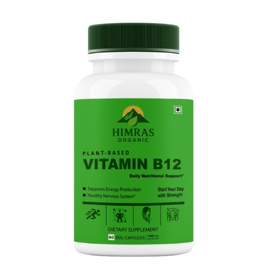 Plant-Based Vitamin B12 1000mcg Natural Energy & Immunity Booster 60 Veg Capsules for Men & Women Dietary Supplement (1)