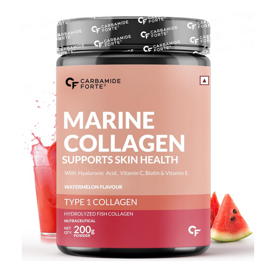 Carbamide Forte Marine Collagen Powder Supplement - for Skin Fish Collagen Powder for Women & Men - 200g Powder - Watermelon Flavour