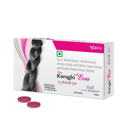IPCA Keraglo Eva Hair Growth Tablets for Women (15 Tabs x 3 Strips) | DHT Inhibitors, Amino Acids, Vitamins, Minerals & Antioxidants | Nourishes Scalp, Supports Hair Follicles & Strengthens Hair | Hair Supplement