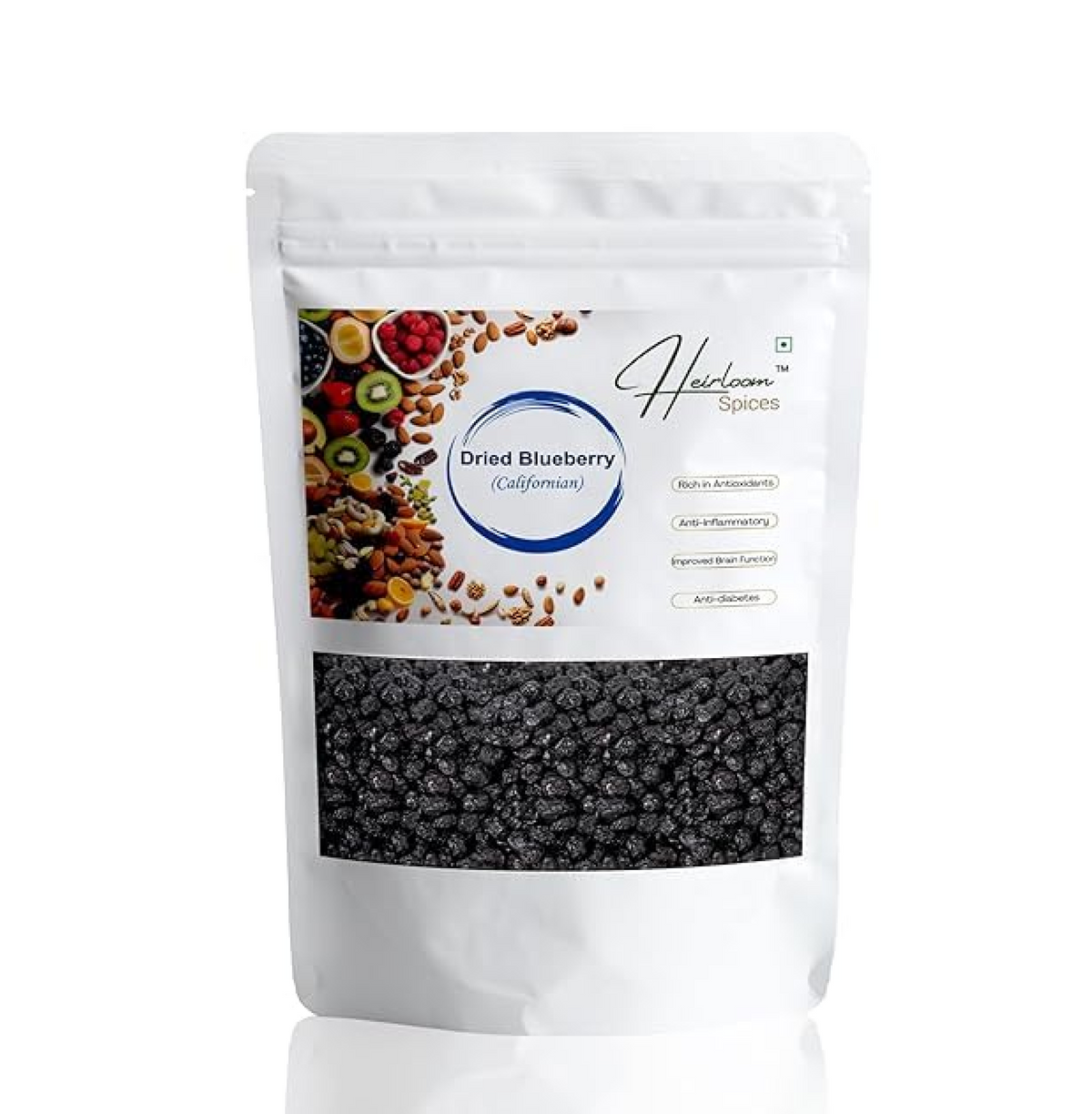 Heirloom Spices Whole Dried Blueberries | 100% Natural & sweetened | No Added Colors | Nutrient-Rich Superfood for Snacking & Baking | HEALTHY LIFE CHOICE