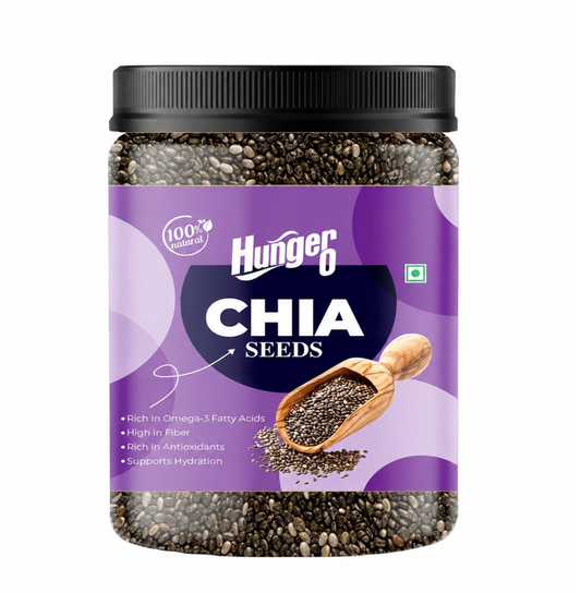 Hunger 0 Premium Grade Chia Seeds, Raw Seeds for Eating, Rich in Fiber, Calcium, Protein & Omega 3, Healthy Superfood for Smoothies, Salads, Baking & Daily Diet Food