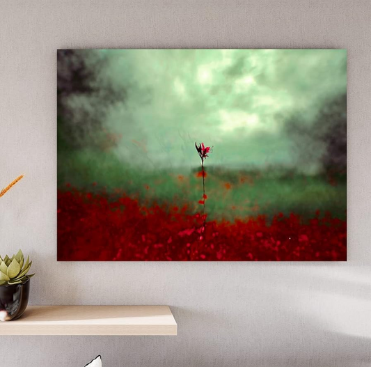 Printed Framed Canvas Painting for Home Decor Office Studio Wall Living Room Decoration (14x10inch Wrapped) - Single Flower