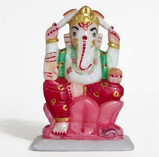 Handmade Marble Ganesha Statue, Stone sculpure, Stone Idol, Decor.