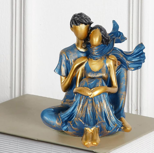 Presents New Romantic Couple Showpiece (Blue), Resin, 10 cm, 7 cm