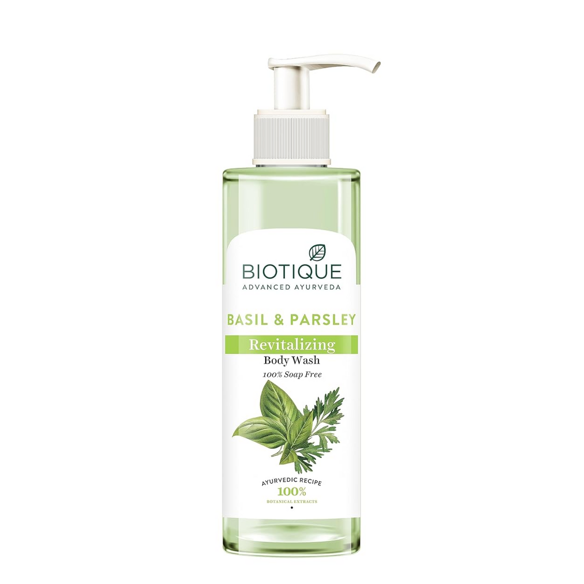 Biotique Basil & Parsley Revitalizing Body Wash bottle on a white background