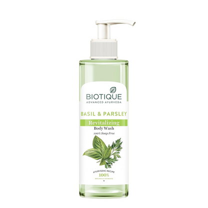 Biotique Basil & Parsley Revitalizing Body Wash bottle on a white background