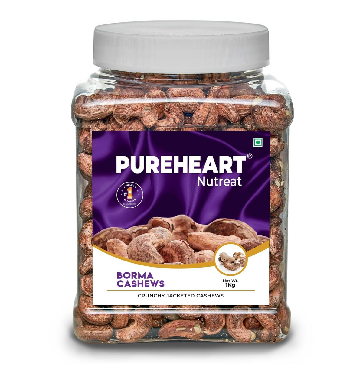 Pureheart Borma Cashews/Skin Unpeeled Cashews Natural Whole Kaju - Nutty Flavor Cashew Nuts with Skin